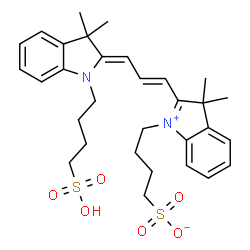 ChemSpider 2D Image | 4-(2-{(1E,3Z)-3-[3,3-Dimethyl-1-(4-sulfobutyl)-1,3-dihydro-2H-indol-2-ylidene]-1-propen-1-yl}-3,3-dimethyl-3H-indolium-1-yl)-1-butanesulfonate | C31H40N2O6S2