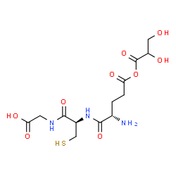 ChemSpider 2D Image | {[(2R)-2-{[(2S)-2-Amino-5-(glyceroyloxy)-5-oxopentanoyl]amino}-3-sulfanylpropanoyl]amino}acetic acid | C13H21N3O9S