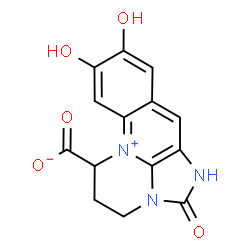 ChemSpider 2D Image | 8,9-Dihydroxy-4-oxo-2,3,4,5-tetrahydro-1H-3a,5-diaza-10b-azoniaacephenanthrylene-1-carboxylate | C14H11N3O5