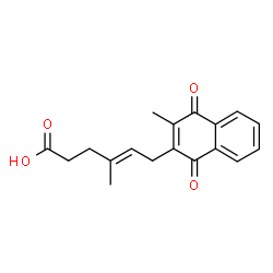 ChemSpider 2D Image | 6-(1,4-dihydro-3-methyl-1,4-dioxo-2-naphthalenyl)-4-methyl- 4-Hexenoic acid | C18H18O4