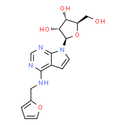ChemSpider 2D Image | N-(2-Furylmethyl)-7-(beta-D-ribofuranosyl)-7H-pyrrolo[2,3-d]pyrimidin-4-amine | C16H18N4O5