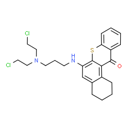 ChemSpider 2D Image | 6-({3-[Bis(2-chloroethyl)amino]propyl}amino)-1,2,3,4-tetrahydro-12H-benzo[a]thioxanthen-12-one | C24H28Cl2N2OS
