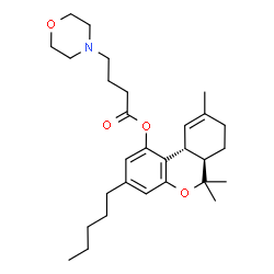 ChemSpider 2D Image | (6aR,10aR)-6,6,9-Trimethyl-3-pentyl-6a,7,8,10a-tetrahydro-6H-benzo[c]chromen-1-yl 4-(4-morpholinyl)butanoate | C29H43NO4