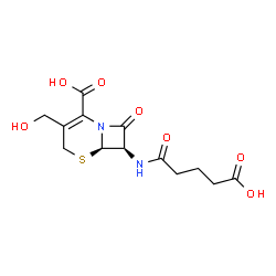 ChemSpider 2D Image | (6R,7R)-7-[(4-Carboxybutanoyl)amino]-3-(hydroxymethyl)-8-oxo-5-thia-1-azabicyclo[4.2.0]oct-2-ene-2-carboxylic acid | C13H16N2O7S