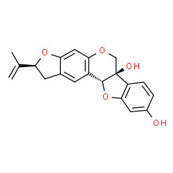 ChemSpider 2D Image | (2S,6aR,11aR)-2-Isopropenyl-1,2-dihydro-6H-[1]benzofuro[3,2-c]furo[3,2-g]chromene-6a,9(11aH)-diol | C20H18O5