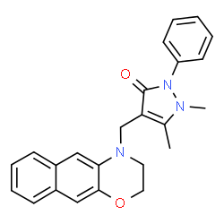 ChemSpider 2D Image | 4-(2,3-Dihydro-4H-naphtho[2,3-b][1,4]oxazin-4-ylmethyl)-1,5-dimethyl-2-phenyl-1,2-dihydro-3H-pyrazol-3-one | C24H23N3O2