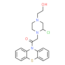 ChemSpider 2D Image | 10H-Phenothiazine, 10-((2-chloro-4-(2-hydroxyethyl)-1-piperazinyl)acetyl)- | C20H22ClN3O2S