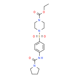 ChemSpider 2D Image | Ethyl 4-({4-[(1-pyrrolidinylcarbonyl)amino]phenyl}sulfonyl)-1-piperazinecarboxylate | C18H26N4O5S