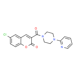 ChemSpider 2D Image | 6-Chloro-3-{[4-(2-pyridinyl)-1-piperazinyl]carbonyl}-2H-chromen-2-one | C19H16ClN3O3