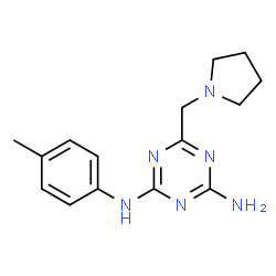 ChemSpider 2D Image | N-(4-Methylphenyl)-6-(1-pyrrolidinylmethyl)-1,3,5-triazine-2,4-diamine | C15H20N6