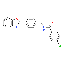 ChemSpider 2D Image | 4-Chloro-N-[4-([1,3]oxazolo[4,5-b]pyridin-2-yl)benzyl]benzamide | C20H14ClN3O2