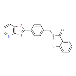 ChemSpider 2D Image | 2-Chloro-N-[4-([1,3]oxazolo[4,5-b]pyridin-2-yl)benzyl]benzamide | C20H14ClN3O2