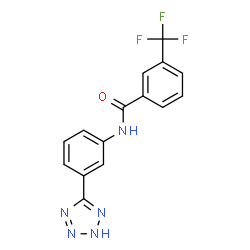 ChemSpider 2D Image | N-[3-(2H-Tetrazol-5-yl)phenyl]-3-(trifluoromethyl)benzamide | C15H10F3N5O