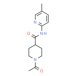ChemSpider 2D Image | 1-Acetyl-N-(5-methyl-2-pyridinyl)-4-piperidinecarboxamide | C14H19N3O2