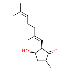 ChemSpider 2D Image | (4S,5R)-5-[(1E)-2,6-Dimethyl-1,5-heptadien-1-yl]-4-hydroxy-2-methyl-2-cyclopenten-1-one | C15H22O2