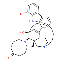 ChemSpider 2D Image | (1R,2R,12R,13S,16Z)-13-Hydroxy-25-(8-hydroxy-9H-beta-carbolin-1-yl)-11,22-diazapentacyclo[11.11.2.1~2,22~.0~2,12~.0~4,11~]heptacosa-16,25-dien-7-one | C36H44N4O3