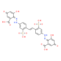 ChemSpider 2D Image | (6Z)-6-({4-[(E)-2-{4-[(2E)-2-(2-Carboxy-6-hydroxy-4-oxo-2,5-cyclohexadien-1-ylidene)hydrazino]-2-sulfophenyl}vinyl]-3-sulfophenyl}hydrazono)-5-hydroxy-3-oxo-1,4-cyclohexadiene-1-carboxylic acid | C28H20N4O14S2