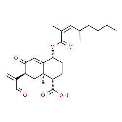 ChemSpider 2D Image | (1S,4R,7S,8aR)-4-{[(2Z)-2,4-Dimethyl-2-octenoyl]oxy}-8a-methyl-6-oxo-7-(3-oxo-1-propen-2-yl)-1,2,3,4,6,7,8,8a-octahydro-1-naphthalenecarboxylic acid | C25H34O6