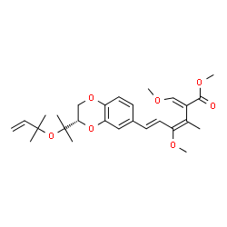 ChemSpider 2D Image | Methyl (2E,3E,5E)-4-methoxy-2-(methoxymethylene)-3-methyl-6-[(3S)-3-{2-[(2-methyl-3-buten-2-yl)oxy]-2-propanyl}-2,3-dihydro-1,4-benzodioxin-6-yl]-3,5-hexadienoate | C27H36O7