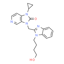 ChemSpider 2D Image | 1-Cyclopropyl-3-{[1-(4-hydroxybutyl)-1H-benzimidazol-2-yl]methyl}-1,3-dihydro-2H-imidazo[4,5-c]pyridin-2-one | C21H23N5O2