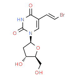 ChemSpider 2D Image | 5-[(E)-2-Bromovinyl]-1-(2-deoxy-beta-L-erythro-pentofuranosyl)-2,4(1H,3H)-pyrimidinedione | C11H13BrN2O5
