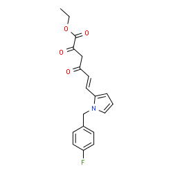 ChemSpider 2D Image | Ethyl (5E)-6-[1-(4-fluorobenzyl)-1H-pyrrol-2-yl]-2,4-dioxo-5-hexenoate | C19H18FNO4