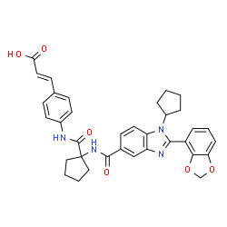 ChemSpider 2D Image | (2E)-3-[4-({[1-({[2-(1,3-Benzodioxol-4-yl)-1-cyclopentyl-1H-benzimidazol-5-yl]carbonyl}amino)cyclopentyl]carbonyl}amino)phenyl]acrylic acid | C35H34N4O6