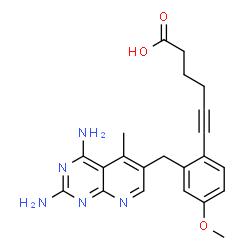 ChemSpider 2D Image | 6-{2-[(2,4-Diamino-5-methylpyrido[2,3-d]pyrimidin-6-yl)methyl]-4-methoxyphenyl}-5-hexynoic acid | C22H23N5O3