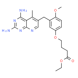 ChemSpider 2D Image | Ethyl 4-{3-[(2,4-diamino-5-methylpyrido[2,3-d]pyrimidin-6-yl)methyl]-4-methoxyphenoxy}butanoate | C22H27N5O4