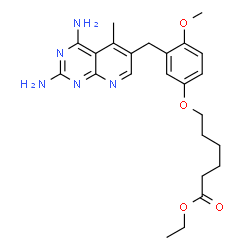ChemSpider 2D Image | Ethyl 6-{3-[(2,4-diamino-5-methylpyrido[2,3-d]pyrimidin-6-yl)methyl]-4-methoxyphenoxy}hexanoate | C24H31N5O4