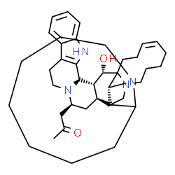 ChemSpider 2D Image | 1-[(2S,4S,17R,18R,19S,21R,37Z)-19-Hydroxy-5,15,22,32-tetraazanonacyclo[18.10.10.0~1,21~.0~2,18~.0~5,17~.0~8,16~.0~9,14~.0~20,32~.0~22,30~]tetraconta-8(16),9,11,13,37-pentaen-4-yl]acetone | C39H54N4O2