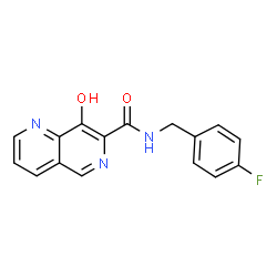 ChemSpider 2D Image | N-(4-Fluorobenzyl)-8-hydroxy-1,6-naphthyridine-7-carboxamide | C16H12FN3O2