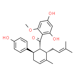 ChemSpider 2D Image | (2,4-Dihydroxy-6-methoxyphenyl)[(1R,2S,6R)-6-(4-hydroxyphenyl)-3-methyl-2-(3-methyl-2-buten-1-yl)-3-cyclohexen-1-yl]methanone | C26H30O5