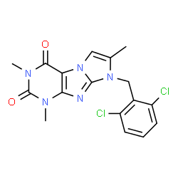 ChemSpider 2D Image | 8-(2,6-Dichloro-benzyl)-1,3,7-trimethyl-1H,8H-imidazo[2,1-f]purine-2,4-dione | C17H15Cl2N5O2