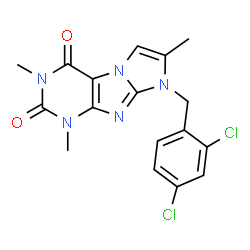 ChemSpider 2D Image | 8-(2,4-Dichloro-benzyl)-1,3,7-trimethyl-1H,8H-imidazo[2,1-f]purine-2,4-dione | C17H15Cl2N5O2