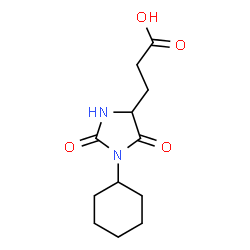 ChemSpider 2D Image | 3-(1-Cyclohexyl-2,5-dioxo-4-imidazolidinyl)propanoic acid | C12H18N2O4
