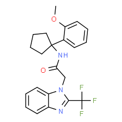 ChemSpider 2D Image | N-[1-(2-Methoxyphenyl)cyclopentyl]-2-[2-(trifluoromethyl)-1H-benzimidazol-1-yl]acetamide | C22H22F3N3O2