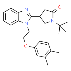 ChemSpider 2D Image | 4-{1-[2-(3,4-Dimethylphenoxy)ethyl]-1H-benzimidazol-2-yl}-1-(2-methyl-2-propanyl)-2-pyrrolidinone | C25H31N3O2