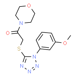 ChemSpider 2D Image | 2-[1-(3-Methoxy-phenyl)-1H-tetrazol-5-ylsulfanyl]-1-morpholin-4-yl-ethanone | C14H17N5O3S