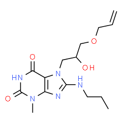 ChemSpider 2D Image | 7-[3-(Allyloxy)-2-hydroxypropyl]-3-methyl-8-(propylamino)-3,7-dihydro-1H-purine-2,6-dione | C15H23N5O4