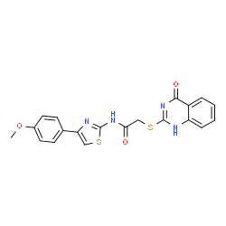 ChemSpider 2D Image | N-[4-(4-Methoxyphenyl)-1,3-thiazol-2-yl]-2-[(4-oxo-1,4-dihydro-2-quinazolinyl)sulfanyl]acetamide | C20H16N4O3S2