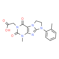 ChemSpider 2D Image | [1-Methyl-8-(2-methylphenyl)-2,4-dioxo-1,2,4,6,7,8-hexahydro-3H-imidazo[2,1-f]purin-3-yl]acetic acid | C17H17N5O4