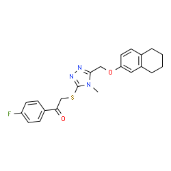 ChemSpider 2D Image | 1-(4-Fluorophenyl)-2-({4-methyl-5-[(5,6,7,8-tetrahydro-2-naphthalenyloxy)methyl]-4H-1,2,4-triazol-3-yl}sulfanyl)ethanone | C22H22FN3O2S