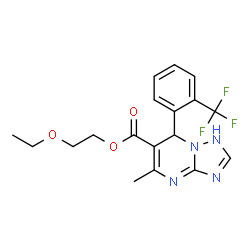 ChemSpider 2D Image | 2-Ethoxyethyl 5-methyl-7-[2-(trifluoromethyl)phenyl]-1,7-dihydro[1,2,4]triazolo[1,5-a]pyrimidine-6-carboxylate | C18H19F3N4O3