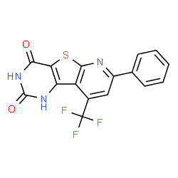 ChemSpider 2D Image | 7-Phenyl-9-(trifluoromethyl)pyrido[3',2':4,5]thieno[3,2-d]pyrimidine-2,4(1H,3H)-dione | C16H8F3N3O2S