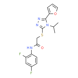 ChemSpider 2D Image | N-(2,4-Difluorophenyl)-2-{[5-(2-furyl)-4-isopropyl-4H-1,2,4-triazol-3-yl]sulfanyl}acetamide | C17H16F2N4O2S