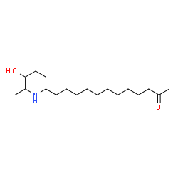 ChemSpider 2D Image | 12-(5-Hydroxy-6-methyl-2-piperidinyl)-2-dodecanone | C18H35NO2