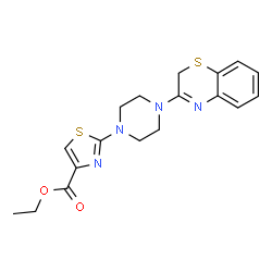 ChemSpider 2D Image | Ethyl 2-[4-(2H-1,4-benzothiazin-3-yl)-1-piperazinyl]-1,3-thiazole-4-carboxylate | C18H20N4O2S2