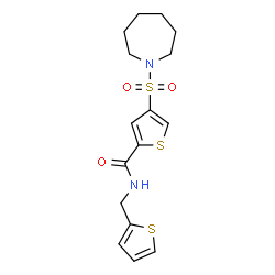 ChemSpider 2D Image | 4-(1-Azepanylsulfonyl)-N-(2-thienylmethyl)-2-thiophenecarboxamide | C16H20N2O3S3