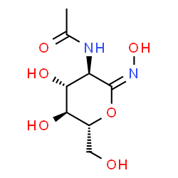 ChemSpider 2D Image | N-[(2E,3R,4R,5S,6R)-4,5-Dihydroxy-2-(hydroxyimino)-6-(hydroxymethyl)tetrahydro-2H-pyran-3-yl]acetamide | C8H14N2O6